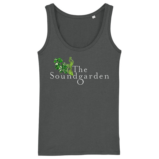 The Soundgarden White Logo With Foliage Women's Iconic Vest-The Soundgarden Ibiza